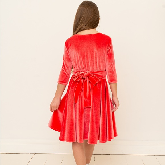 ❗️NEW❗️ Coral Velvet A Line Midi Girls Dress - Picture 2 of 11